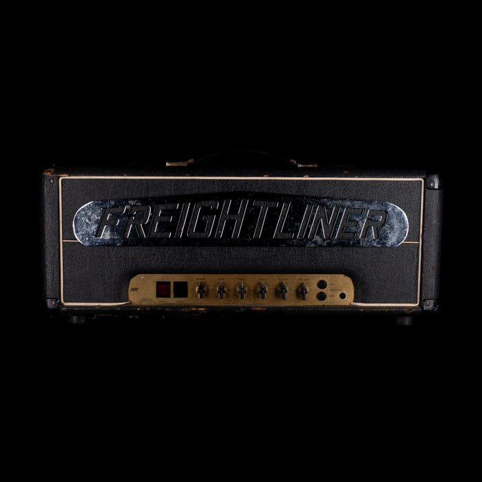 Guitar amplifier head with 'Freightliner' branding on a black background