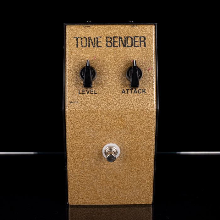 Guitar effects pedal with 'Tone Bender' branding on a black background