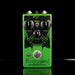 Green guitar effects pedal with black design and 'Flummimgbird' branding on a black background