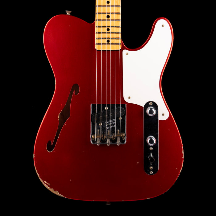 Pre Owned 2024 Fender Custom Shop Limited Edition Red Hot Esquire Thinline Relic Super-faded Candy Apple Red With OHSC