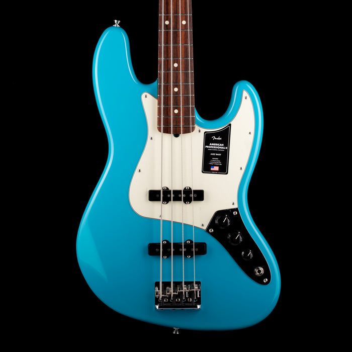 Used Fender American Professional II Jazz Bass Miami Blue With OHSC