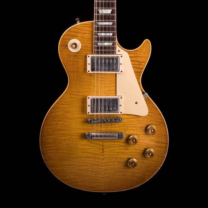 Pre Owned 2018 Gibson Custom Shop Tom Murphy Painted & Aged 1960 Les Paul Standard Reissue Dirty Lemon Burst With OHSC