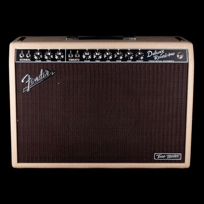 Used Fender Tone Master Deluxe Reverb Blonde Guitar Amp Combo With Cover