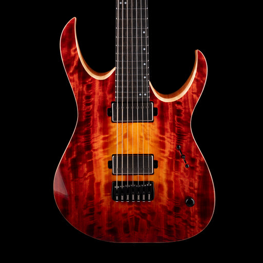 Mayones Duvell Elite 7 (26.5" Scale) Curly Poplar Top Lava Burst with Soft Case