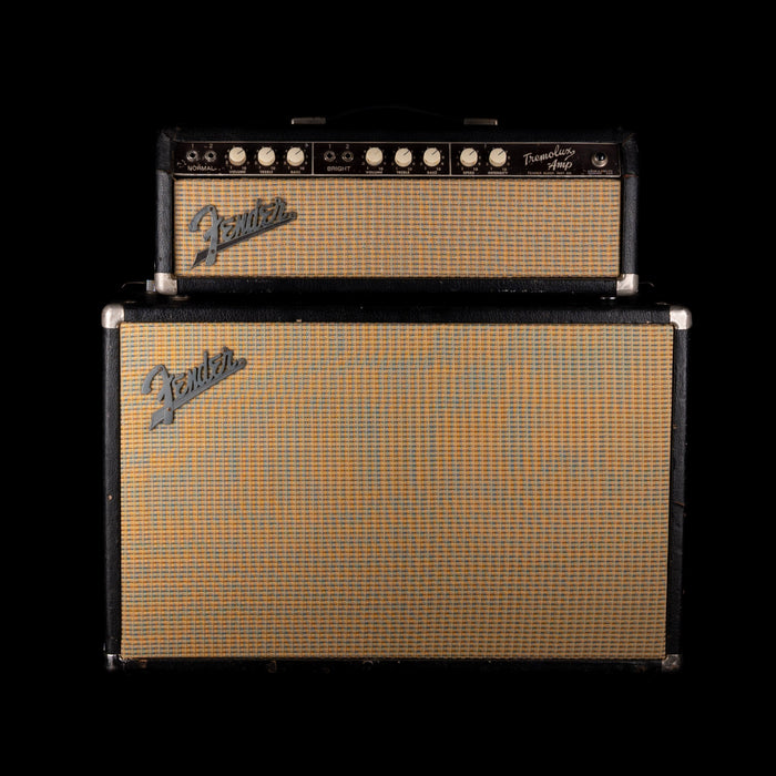 Vintage 1962 Fender Tremolux Guitar Amp Head and 2x10 Cabinet BlackVintage 1962 Fender Tremolux Guitar Amp Head and 2x10 Cabinet Black