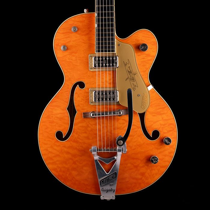 Pre-Owned 2014 Gretsch G6120-59QM Limited Edition Quilted Maple Chet Atkins Orange With OHSC