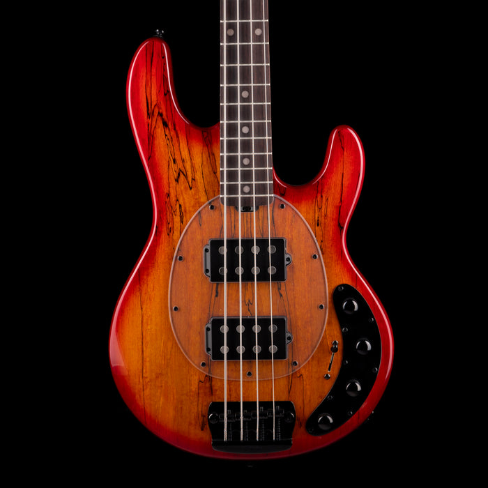 Sterling by Music Man StingRay HH RAY34 Spalted Maple Blood Orange Burst