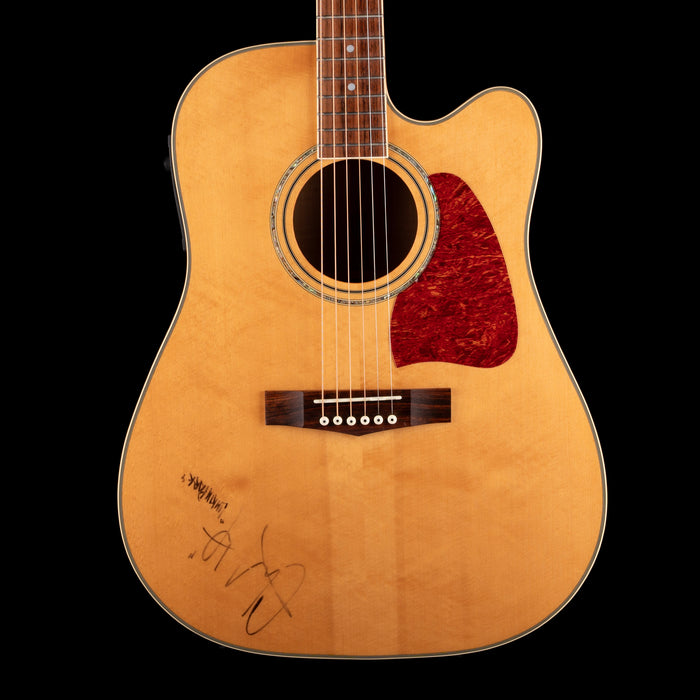 Pre-Owned 2001 Ibanez Artwood AW200CE Natural Acoustic Electric Guitar Owned and Signed by Chester Bennington