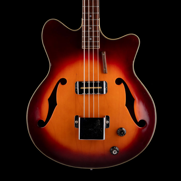 Used Vintage 1960s Bruno Royal Artist Hollowbody Bass Guitar Sunburst