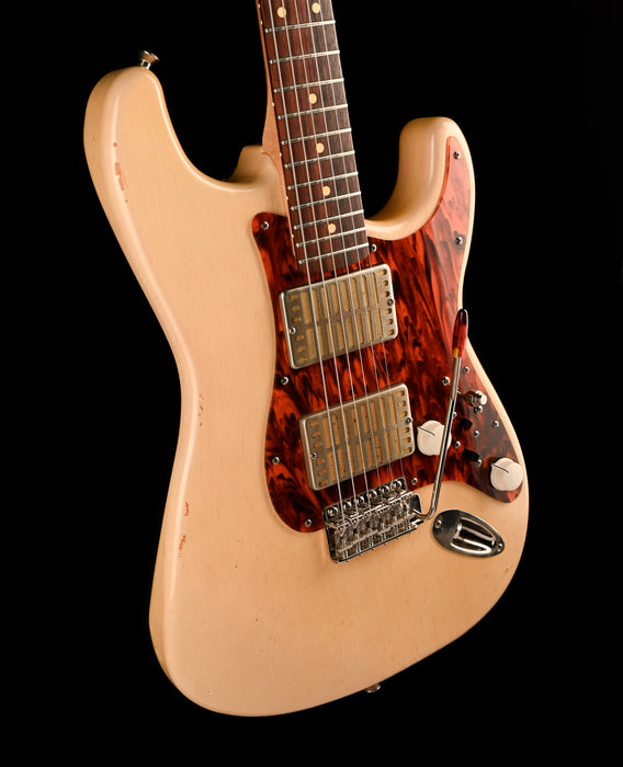 Pre Owned 2021 Waterslide Guitars S-Style Dual Foil Trans Blonde With Case