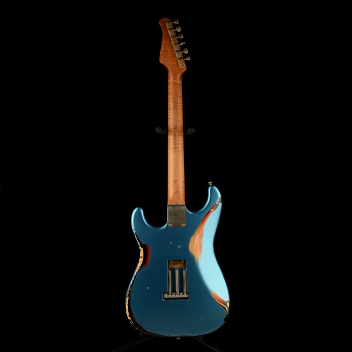 Pre Owned 2021 Xotic Guitars XSC-2 LPB Lake Placid Blue Over Sunburst Heavy Relic With Case