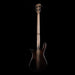 Electric bass guitar with a glossy finish on a black background