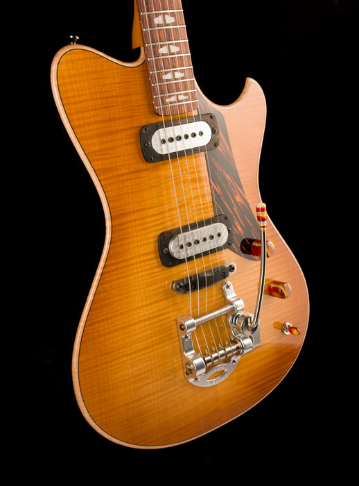 Powers Electric A-Type Select Wild Honey Burst Firestripe Pickguard With Softshell Case
