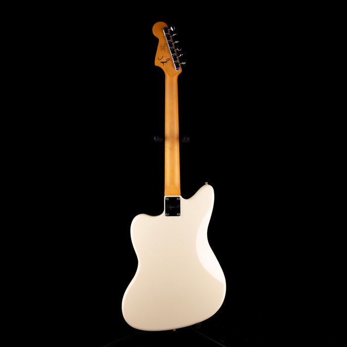 Used Squier J Mascis Jazzmaster Vintage White Electric Guitar With Upgrades And Gig Bag