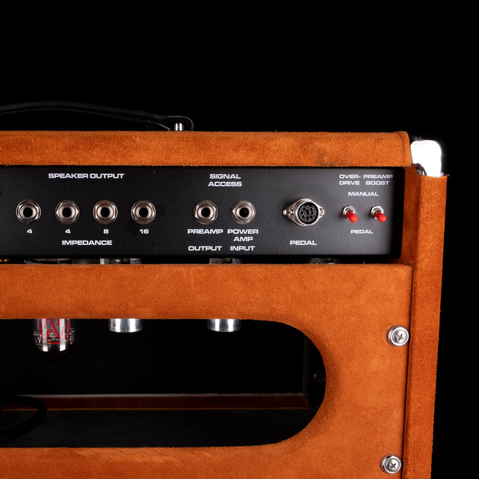 Pre-Owned  '22 Amplified Nation Bombshell 50-Watt Guitar Amp Head And 112 15-ohm 65-watt Matching Cab - Golden Brown Suede Owned by Ben Harper