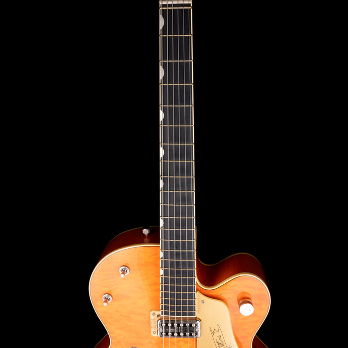 Pre-Owned 2014 Gretsch G6120-59QM Limited Edition Quilted Maple Chet Atkins Orange With OHSC