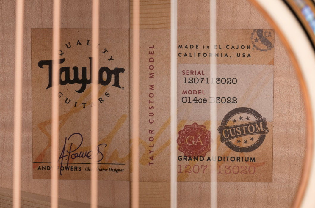 Used Taylor Custom Grand Auditorium C14ce Whitepearl Burst Catch Event # 22 With Case