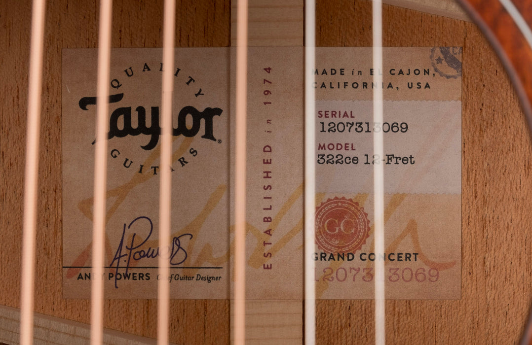 Taylor 322ce 12-Fret Acoustic Electric Guitar With Case