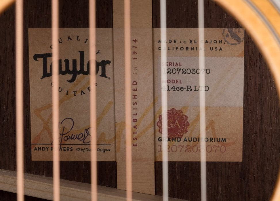 Taylor Limited Edition 414ce-R Lily & Vine Tobacco Shaded Edgeburst with Case - Only 100 Made