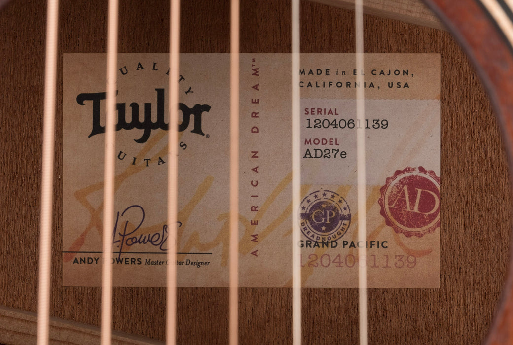 Used Taylor AD27e Grand Pacific Urban Sienna Stain Acoustic Electric Guitar With Aerocase