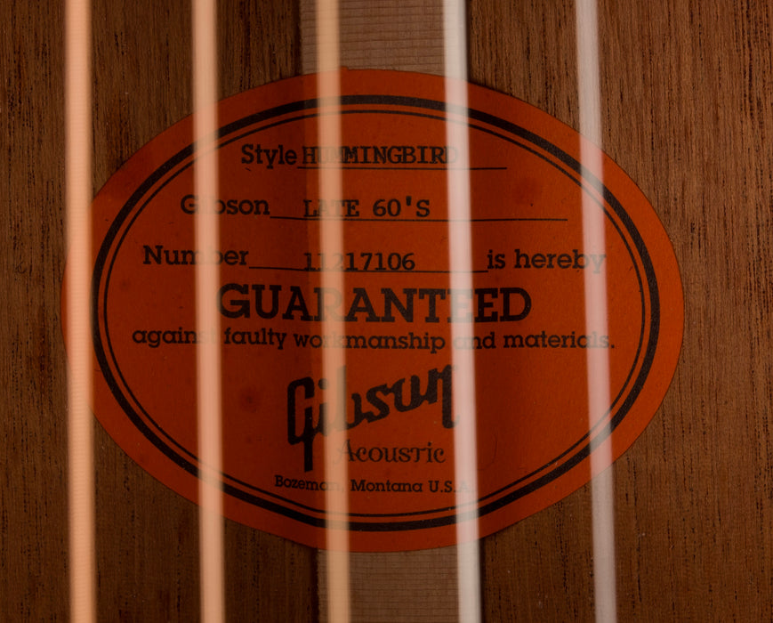 Pre Owned 2017 Gibson Custom Shop Late '60s Hummingbird Heritage Acoustic Guitar With OHSC