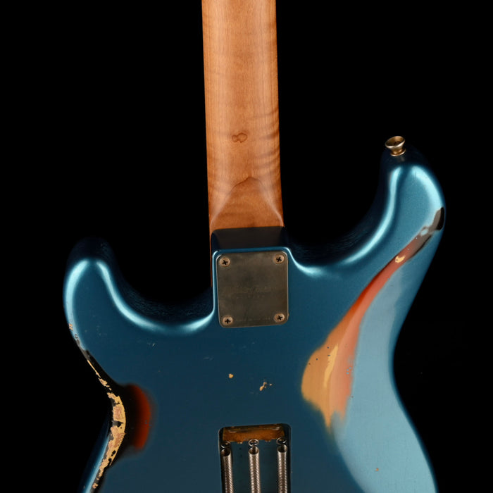Pre Owned 2021 Xotic Guitars XSC-2 LPB Lake Placid Blue Over Sunburst Heavy Relic With Case