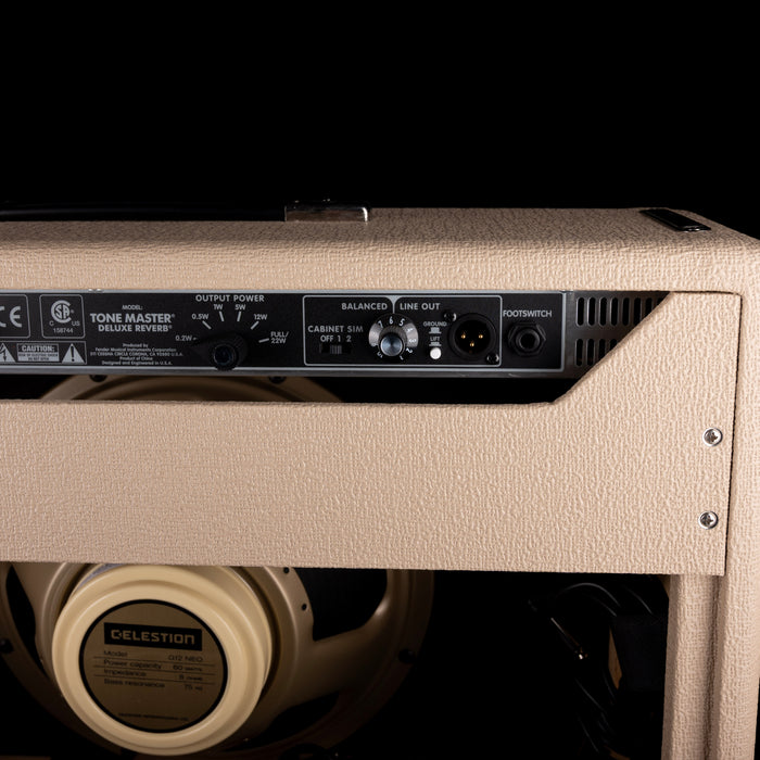 Used Fender Tone Master Deluxe Reverb Blonde Guitar Amp Combo With Cover