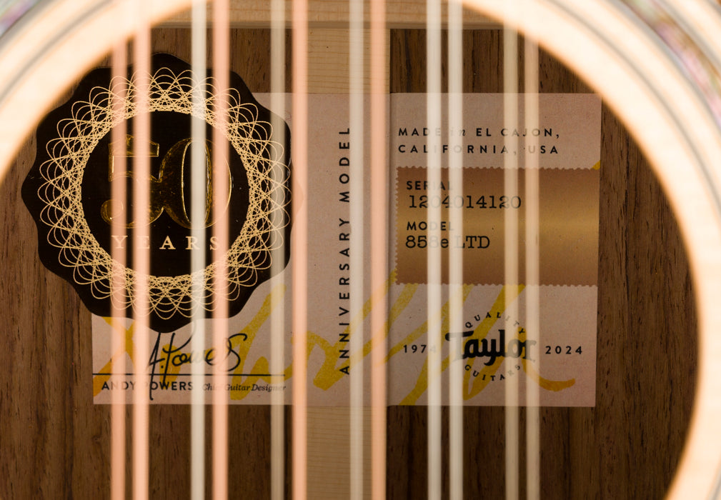 Taylor 50th Anniversary 858e LTD 12-String Natural Acoustic Electric Guitar With Case