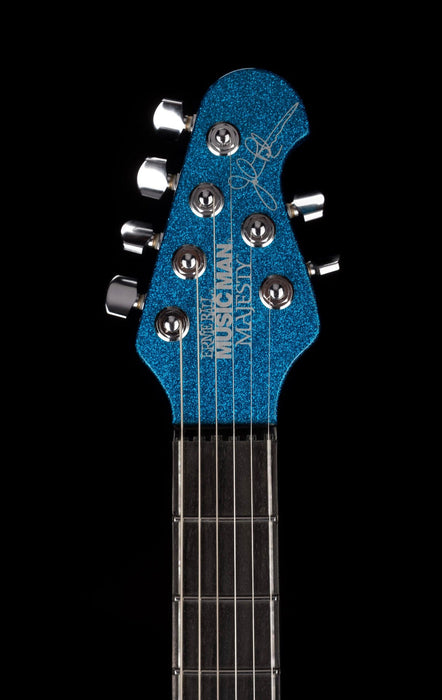 Used Ernie Ball Music Man Ball Family Reserve John Petrucci Signed Majesty 6 Marine Blue Sparkle with OHSC
