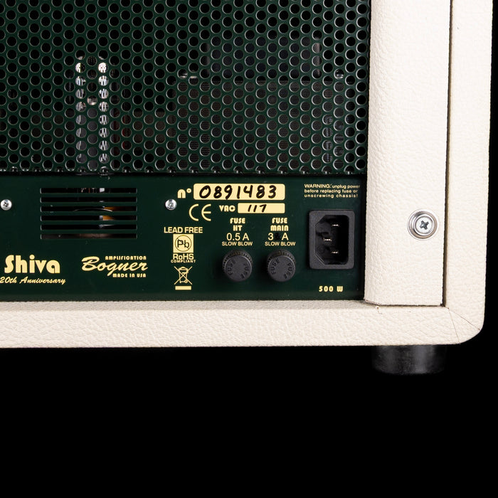 Pre Owned Bogner Shiva 20th Anniversary Guitar Amp Head Ivory White With Bogner 2x12" Ivory White Guitar Amp Cabinet