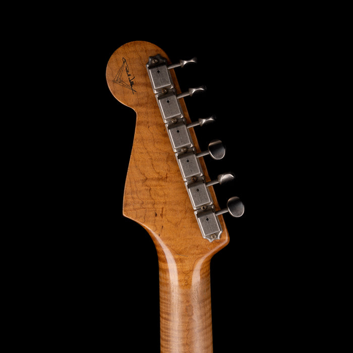 Pre Owned Fender Custom Shop Masterbuilt Paul Waller 1956 Stratocaster Ultra Heavy Relic Blue Ice Metallic over Silver with OHSC