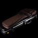Guitar case with a hard shell on a black background