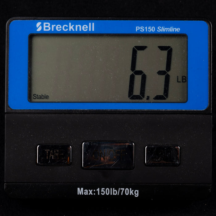 Brecknell PS150 Slimline digital scale displaying weight on a black background