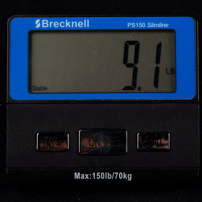 Brecknell PS150 Slimline digital scale displaying weight on a black background