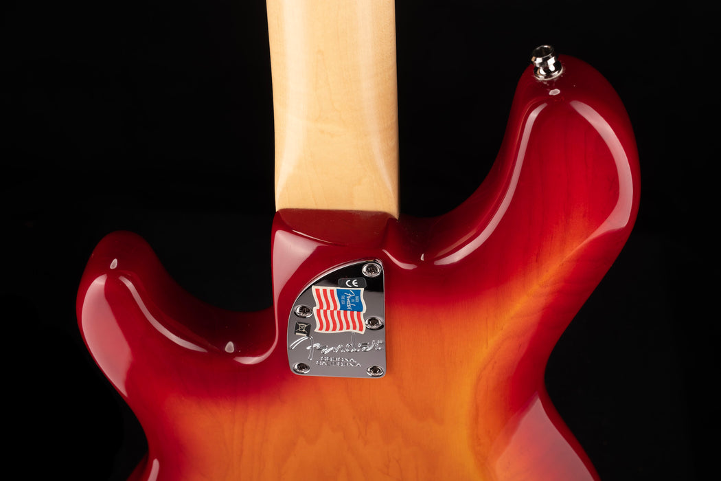 Pre Owned Fender American Deluxe Jazz Bass Aged Cherry Burst With OHSC