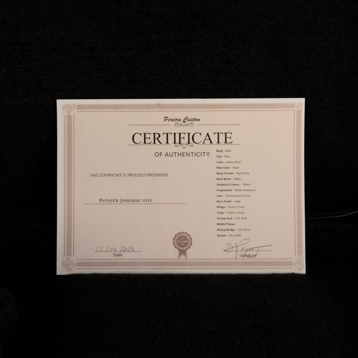 Pre Owned Pereira Custom Guitars Joseane Honeyburst With OHSC