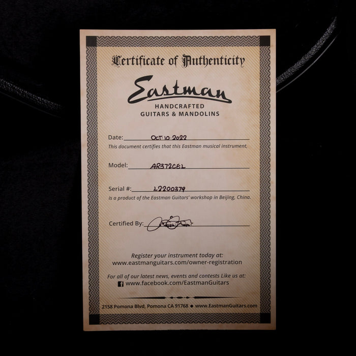 Pre Owned Eastman AR372ce Archtop Truetone Classic Finish Faded Cherry Left-Handed With OHSC