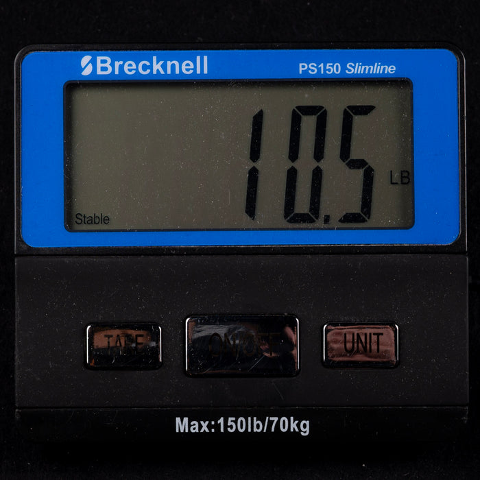 Brecknell PS150 Slimline digital scale displaying weight on a black background