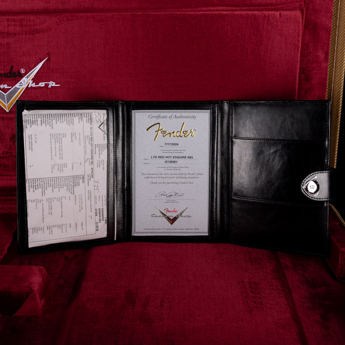 Pre Owned 2024 Fender Custom Shop Limited Edition Red Hot Esquire Thinline Relic Super-faded Candy Apple Red With OHSC