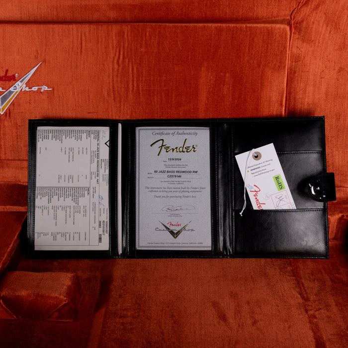 Fender Custom Shop Exotic 1960 Jazz Bass Redwood NOS Natural With Case