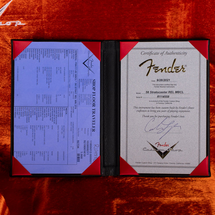 Pre Owned Fender Custom Shop Masterbuilt Carlos Lopez 1956 Stratocaster Relic 2-Tone Sunburst With OHSC