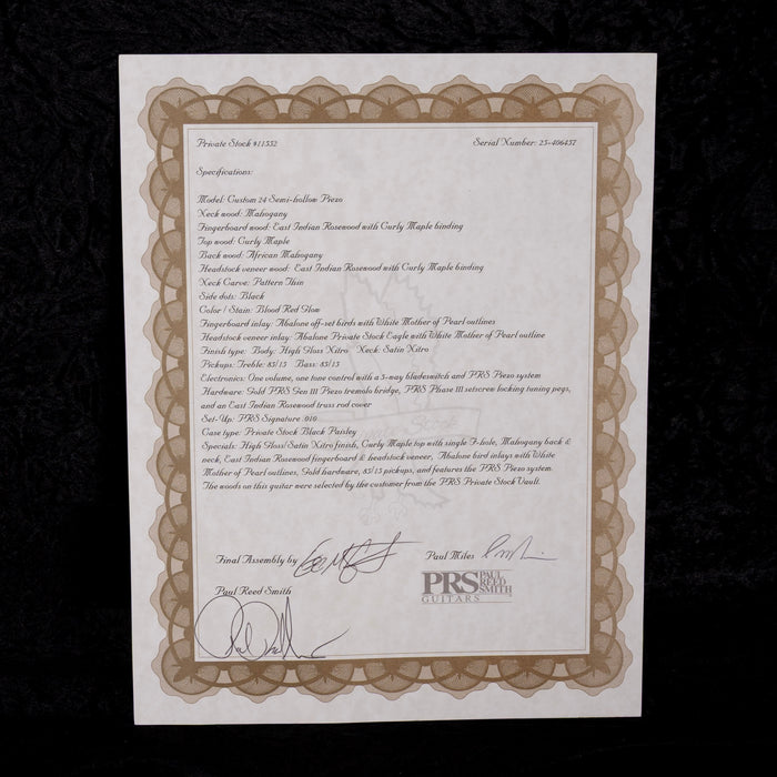 PRS Private Stock Custom 24 Semi-Hollow Piezo Blood Red Glow With Case