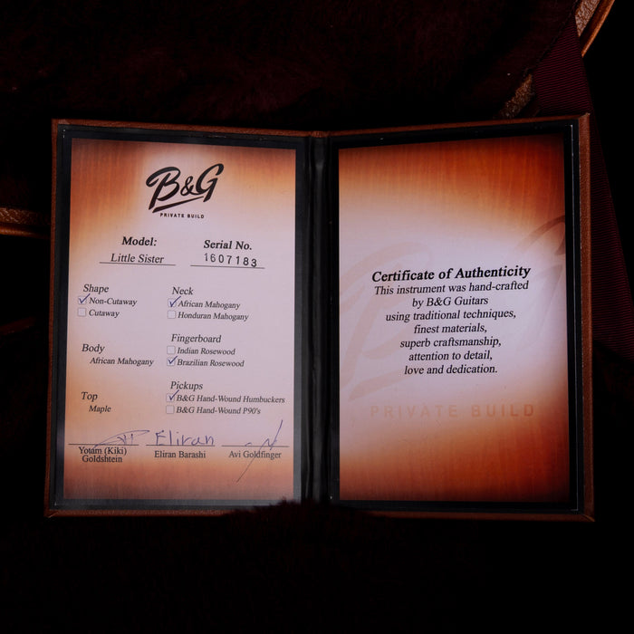 Pre Owned B&G Little Sister Sunburst Semi-Hollow Electric Guitar With OHSC