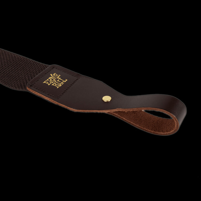 Ernie Ball Polypro Acoustic Guitar Strap - Brown - P05366 Closeup Top Loop