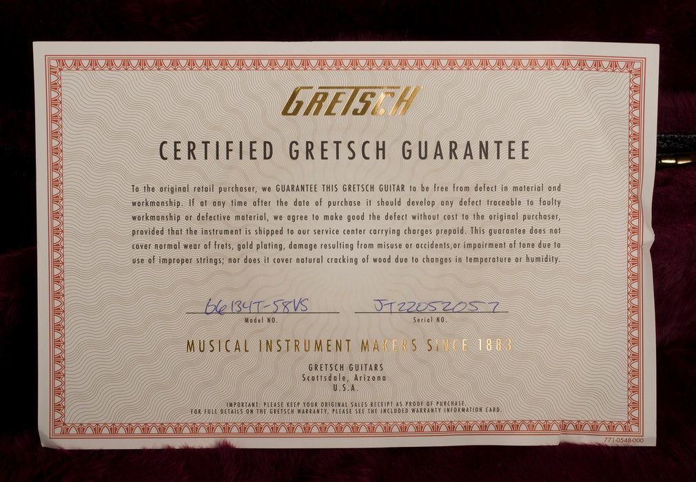 Used Gretsch G6134T-58 Vintage Select ’58 Penguin Vintage White With OHSC