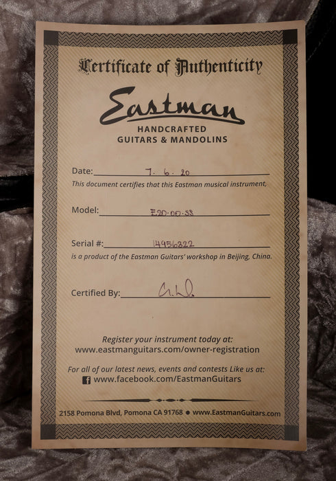 Used Eastman E20OOSS Acoustic Guitar Sunburst with OHSC