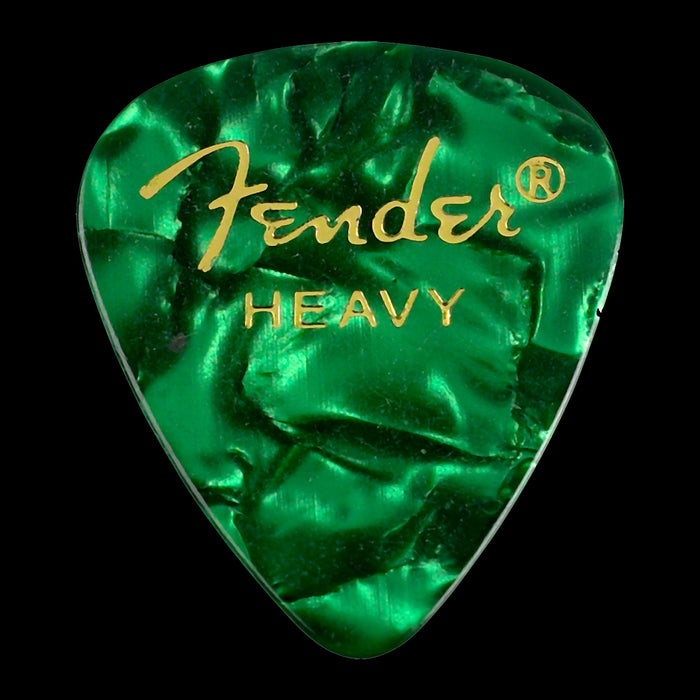 Fender Premium Celluloid 351 Shape Picks Heavy Green Moto 12 Count