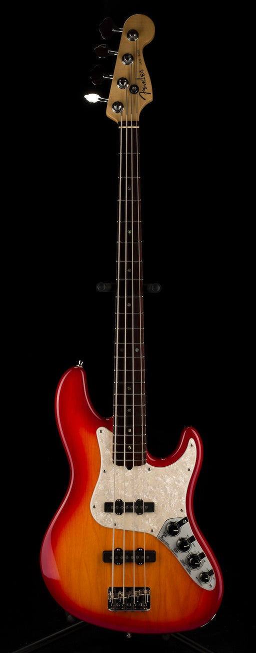 Pre Owned Fender American Deluxe Jazz Bass Aged Cherry Burst With OHSC