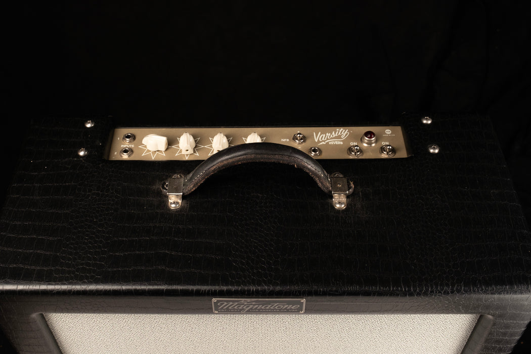 Used Magnatone Varsity Reverb Black Tolex TV Front Guitar Amp Combo With Tuki Cover
