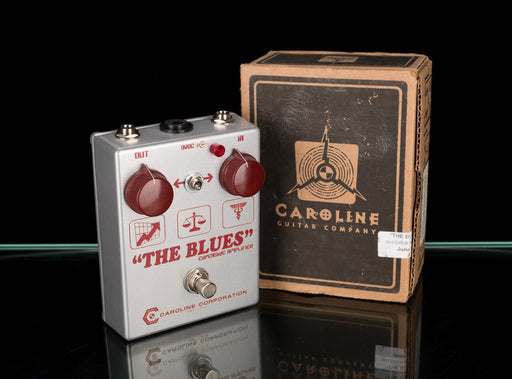 Used Caroline Guitar Company Limited Edition "The Blues" Expensive Amplifier Pedal Silver & Oxblood with Box